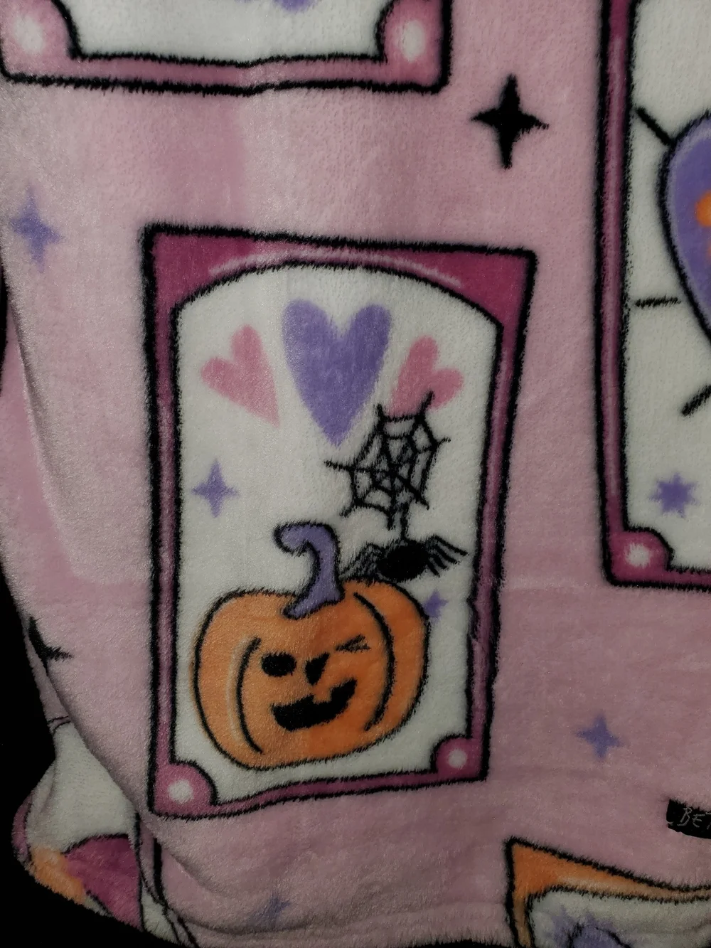 Betsey Johnson Pink Halloween Plush Throw with Purple and Orange Accents